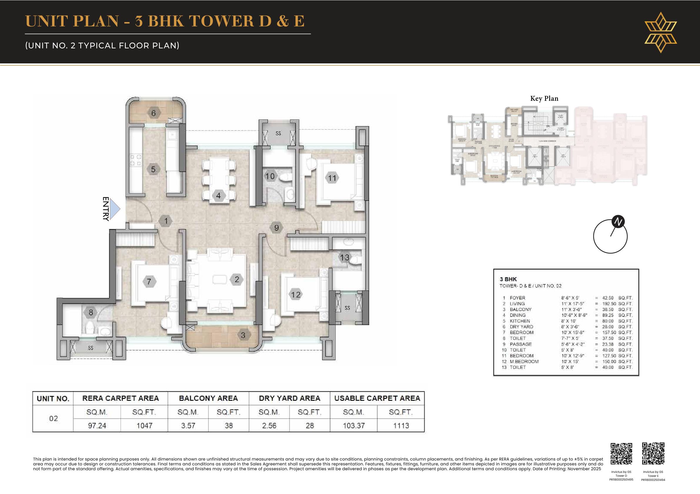 3 BHK Floor Plan